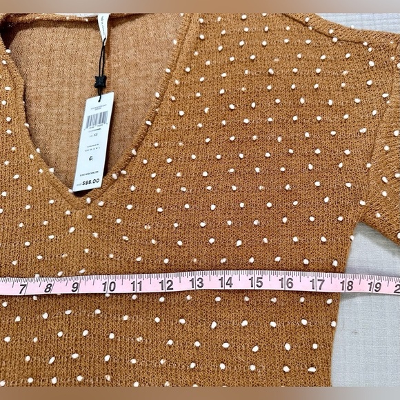 NWT Bcbgeneration Caramel Dot Ruffle Sleeve Sweater Knit Mini Dress, XS - Picture 12 of 14